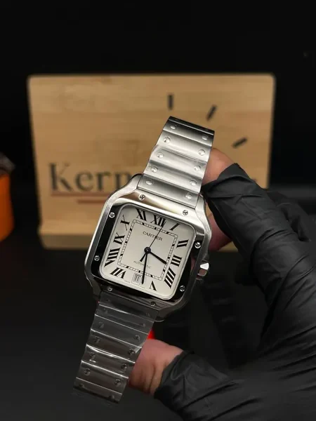 1:1 swiss super clone grade Cartier santos white dial