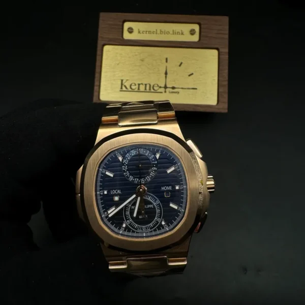 1:1 swiss super clone grade Patek 5980 gold color blue dial
