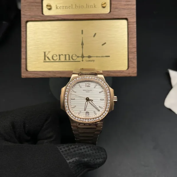 1:1 swiss super clone grade Patek 7118 rose gold color with diamond bezel